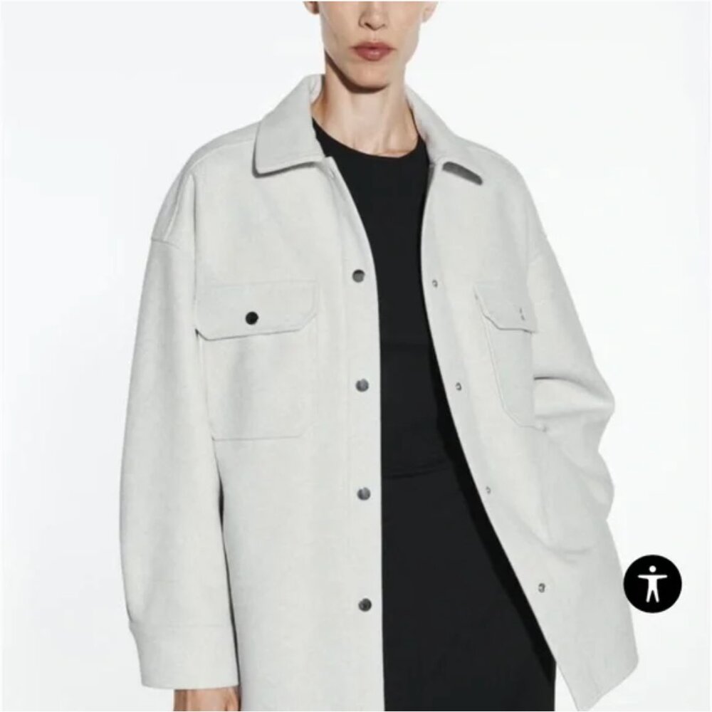 Zara Women's Plus Over Shirt Jacket Shacket - Gray - XS